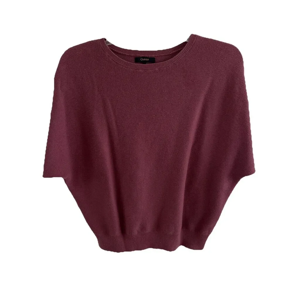 VGUC Quince Cotton Cashmere Link-Stitch Dolman Sweater Crushed Berry Purple S - Picture 4 of 10